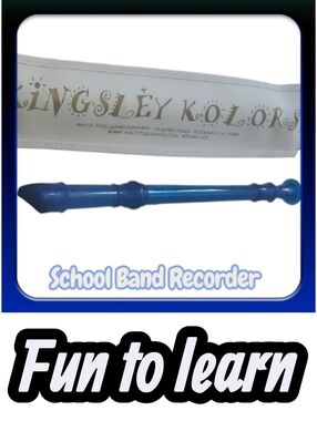 Kingsley Kolors Blue Recorder Flute Perfect For Beginners. Gentley Used